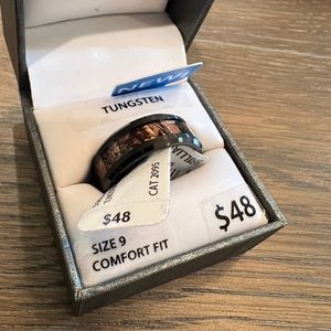 Size 9 - Men's Black Tungsten Brown Camo Carbon Fiber Inlay 8MM Wedding…